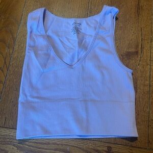 Ardene Basic light purple ribbed vneck cropped top